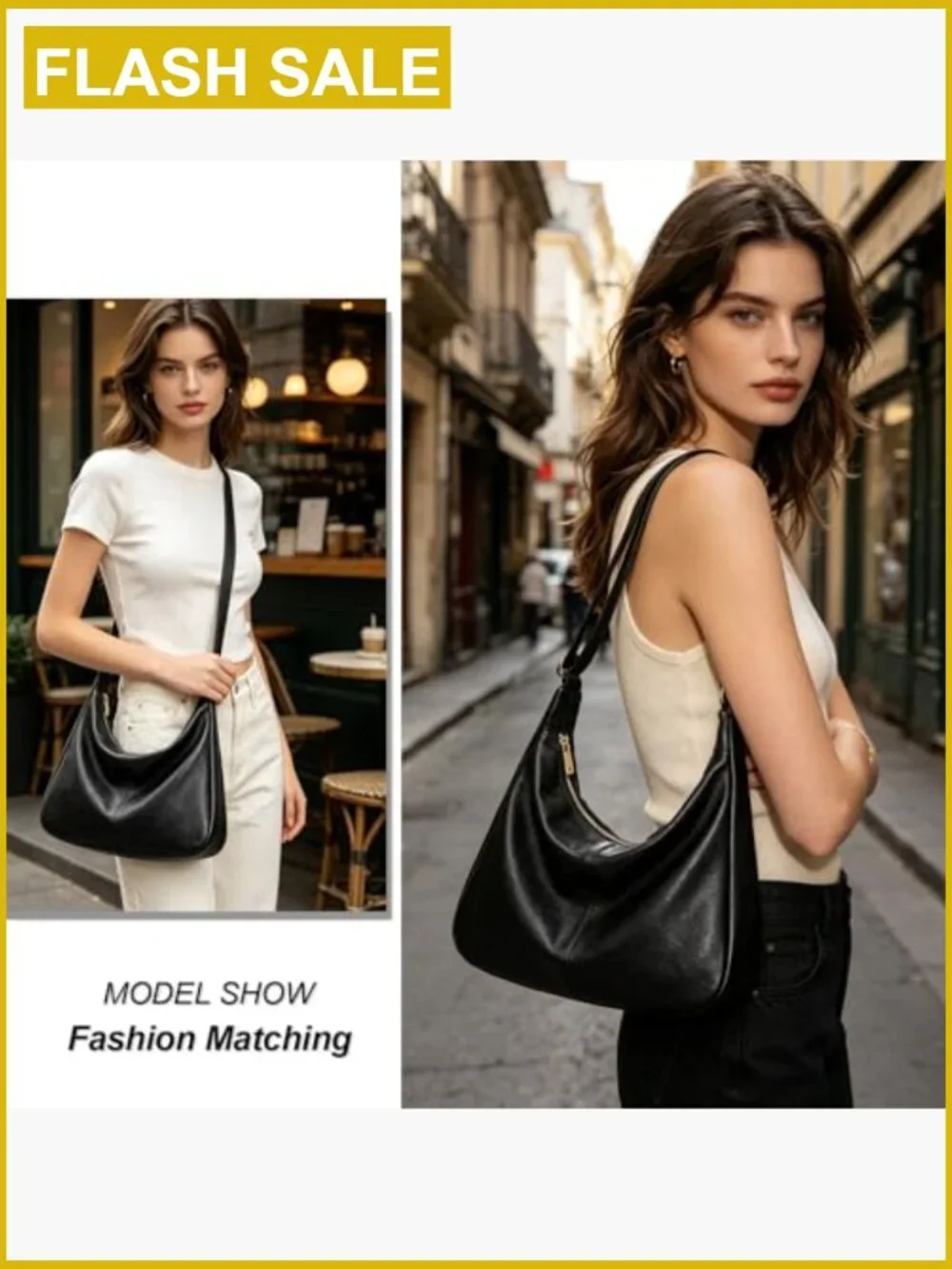 Vegan Leather Hobo Bag Slouchy Tote Crossbody Shoulder Purse
